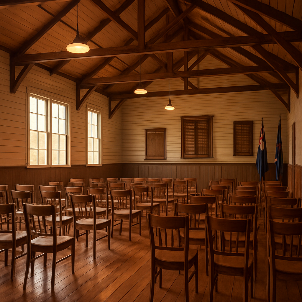 Interior of Burrumbeet Soldiers Memorial Hall — polished timber floors and high ceilings
